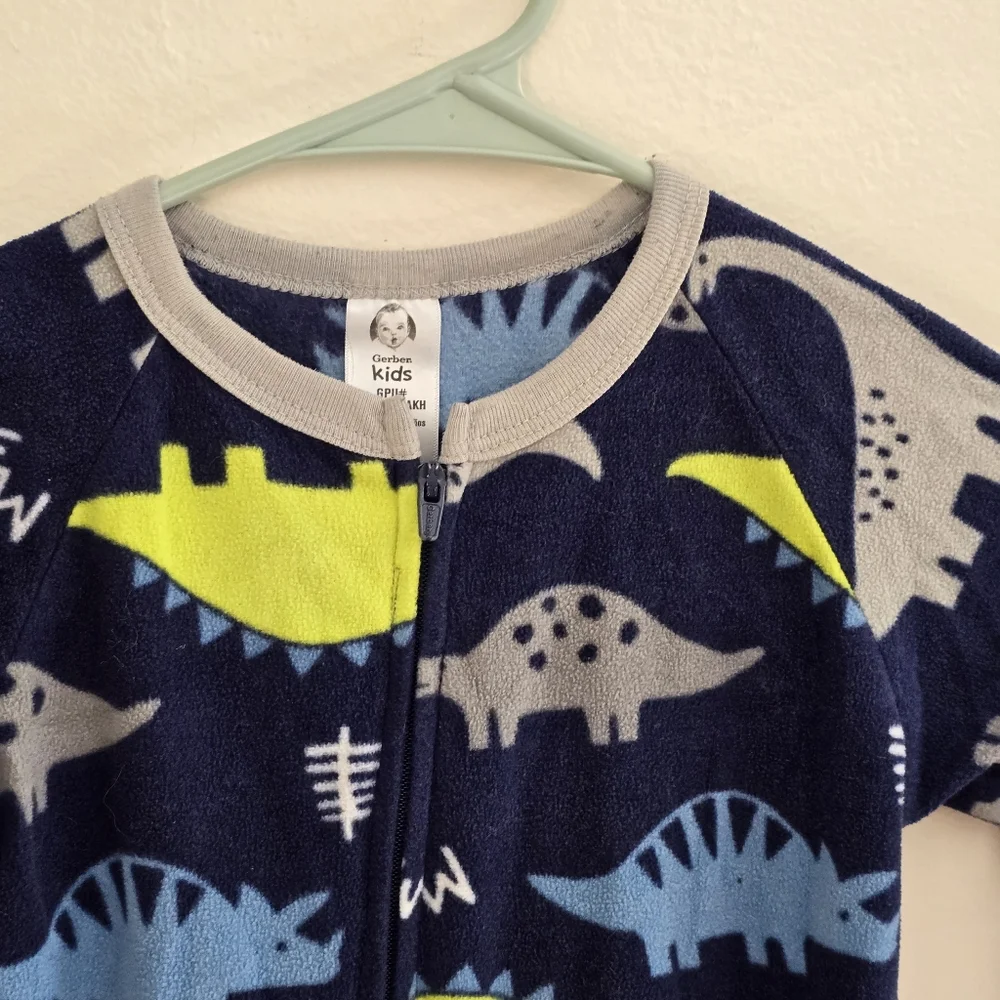 Gerber Kids 4T Dinosaur Print One Piece Pajamas - Navy and Yellow
